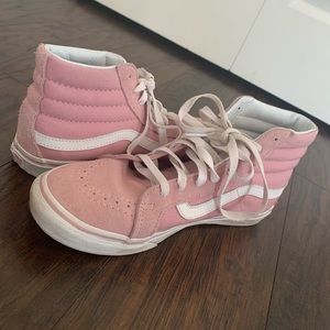 pink suede sk8-hi vans shoes